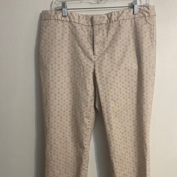 Banana Republic Titan Fit Tan/White Geometric pattern ankle pants, size 12 - Picture 1 of 4